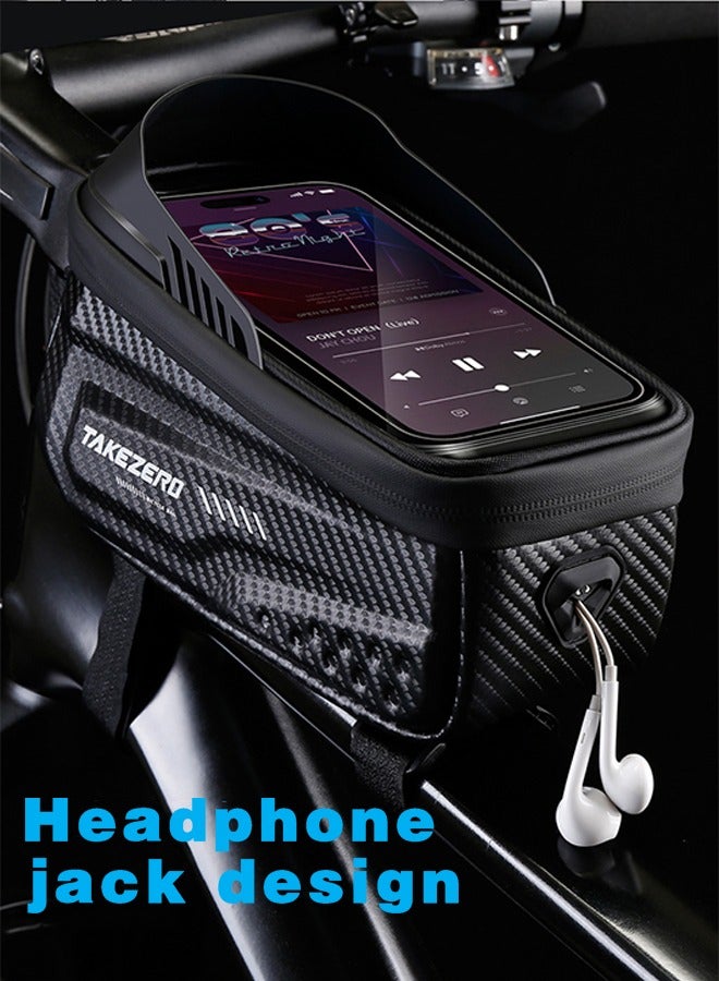 Waterproof Pouch Bike Bag Bicycle Bag Front Handlebar Frame, Touch Screen Mobile Phone Mount Holder Basket with Storage up to 6.8 - Image 5