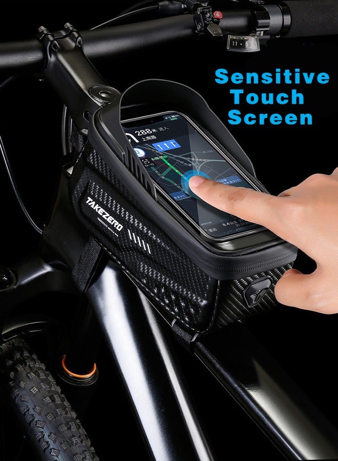Waterproof Pouch Bike Bag Bicycle Bag Front Handlebar Frame, Touch Screen Mobile Phone Mount Holder Basket with Storage up to 6.8 - Image 3