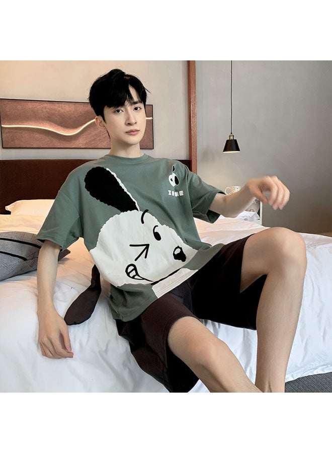 New Style Pajamas Men's Summer Pure Cotton Short-sleeved Teenager Men's Home Clothes Summer Boys Thin Boys' Suit