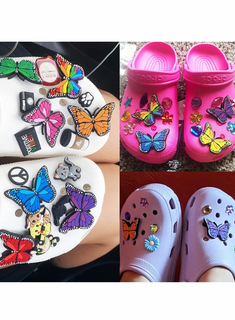 SOLARAE Shoe Decoration Croc Charm, Butterfly Shoe Charms Fits for Shoes Bracelets Wristbands, PVC Charms Decoration for Women Girl Party Favor Gifts (16PCS) - Image 2