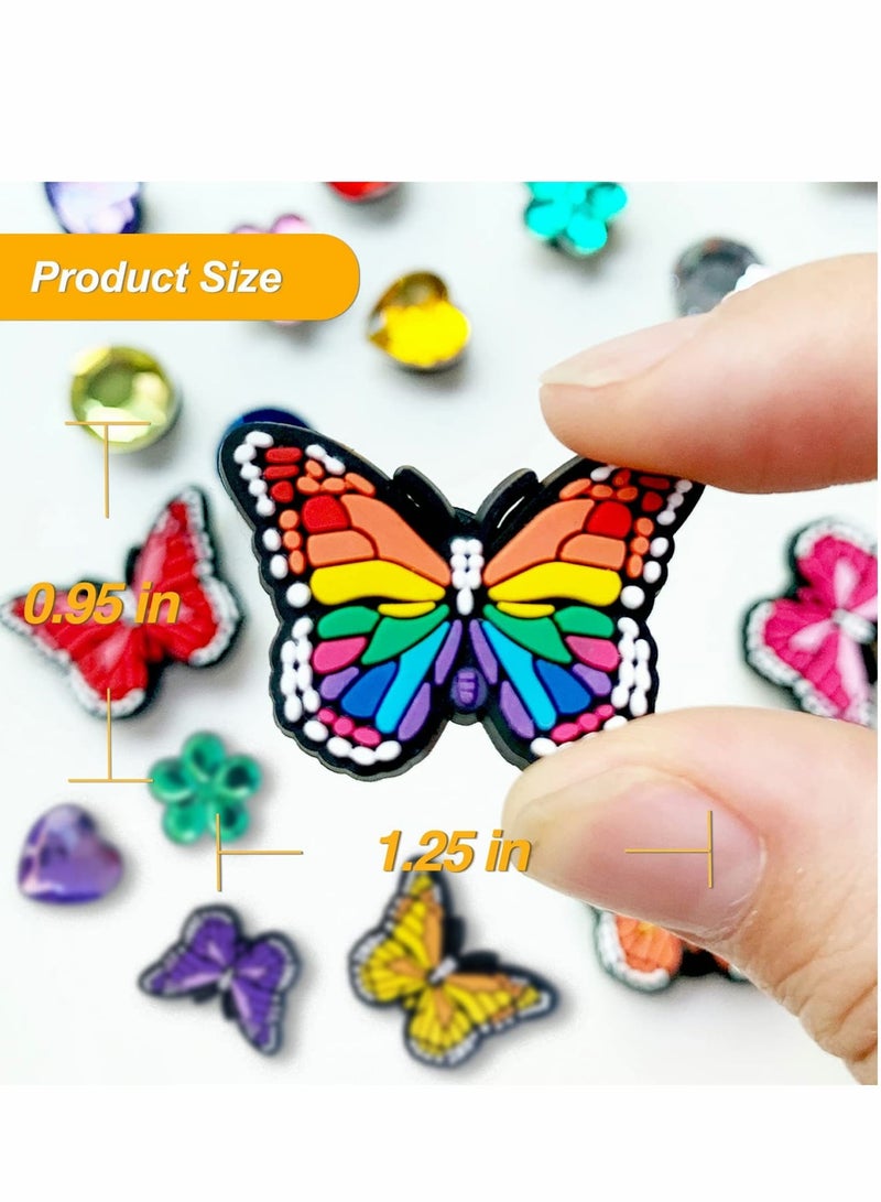 SOLARAE Shoe Decoration Croc Charm, Butterfly Shoe Charms Fits for Shoes Bracelets Wristbands, PVC Charms Decoration for Women Girl Party Favor Gifts (16PCS) - Image 4