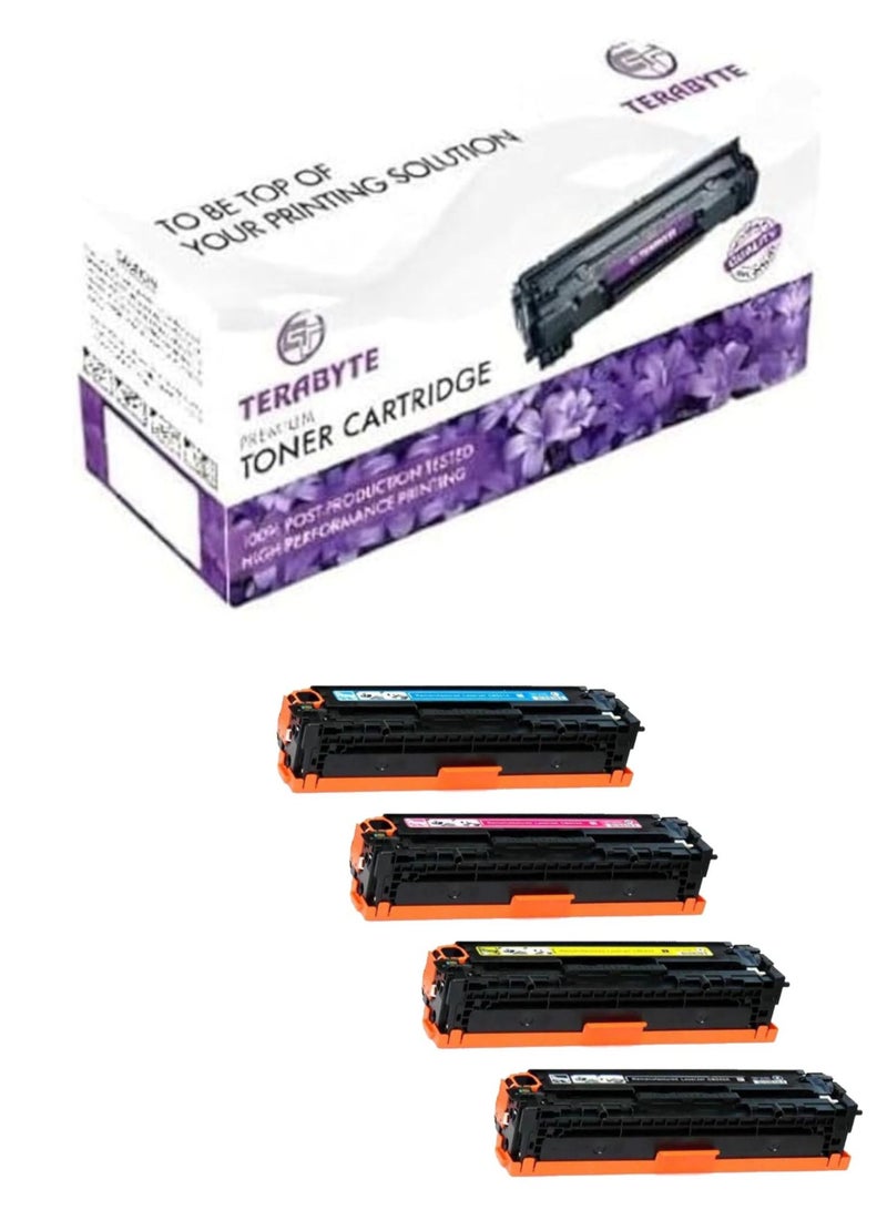 Terabyte 651A (CE340A CE341A CE342A CE343A 651A) Black and Tri-Color Compatible Toner Cartridge, 4-Pieces - Image 1