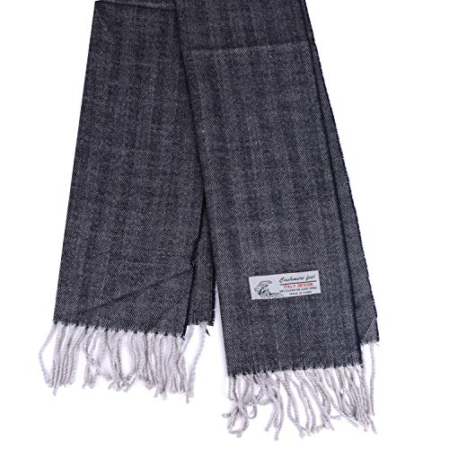 TZ Promise Herringbone Houndstooth Checked Pattern Cashmere Feel Classic Soft Luxurious Winter Scarf For Men Women (Herringbone Gray) - Image 2