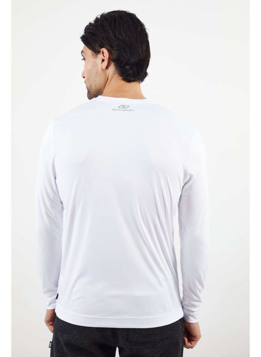 DKNY Sport Men Sportswear Fit Long Sleeve Training T-shirt, White  - Image 4