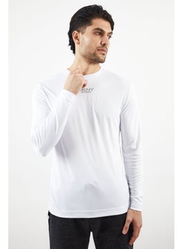 DKNY Sport Men Sportswear Fit Long Sleeve Training T-shirt, White  - Image 1