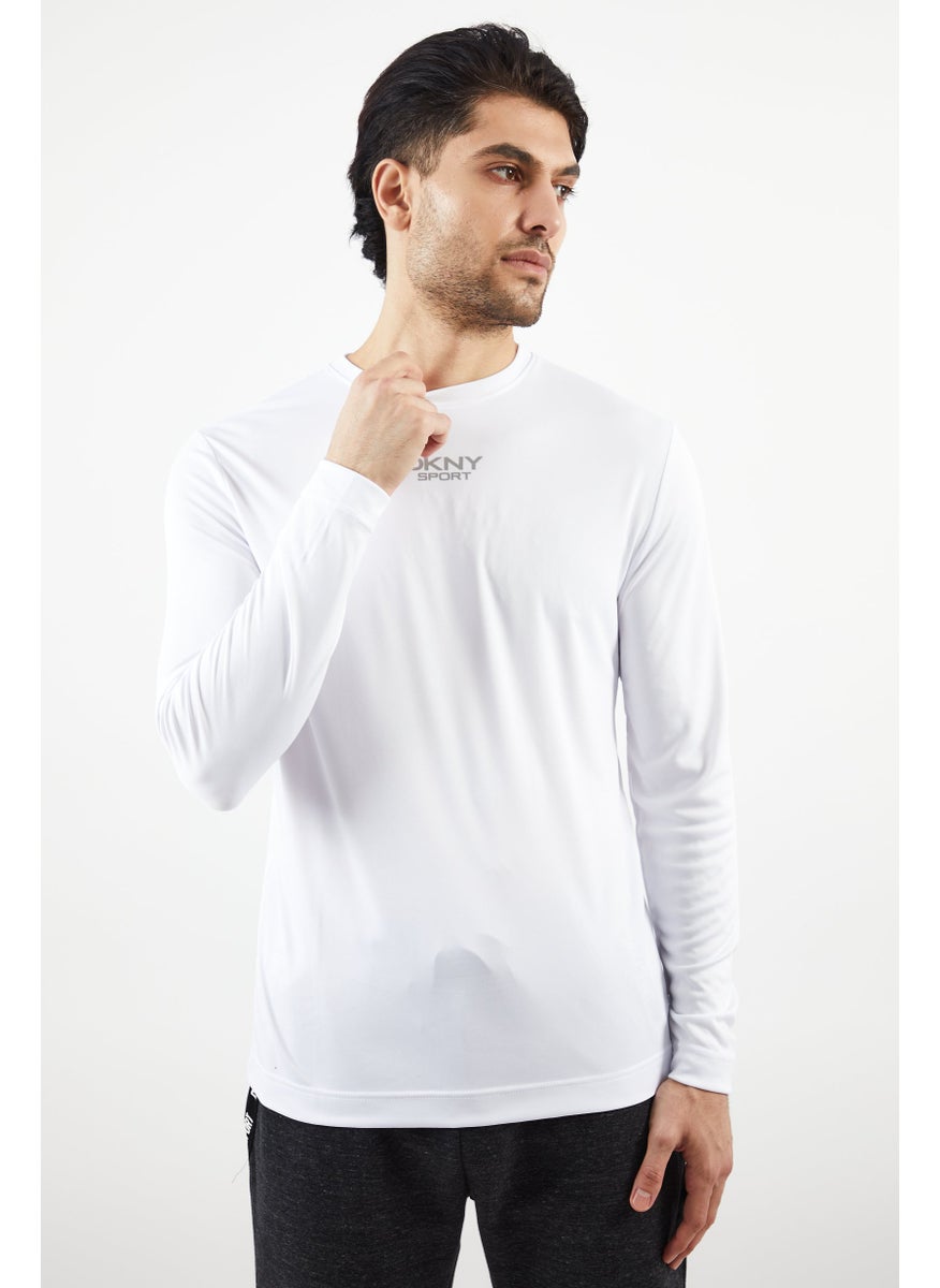 DKNY Sport Men Sportswear Fit Long Sleeve Training T-shirt, White  - Image 1
