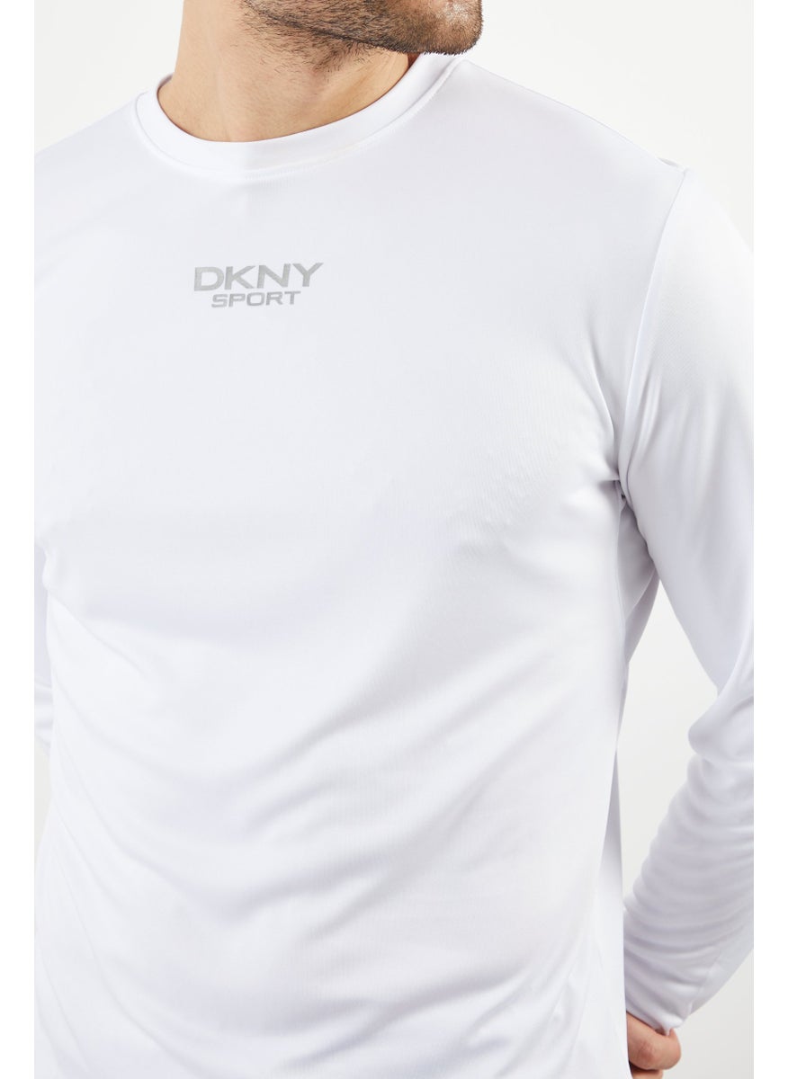 DKNY Sport Men Sportswear Fit Long Sleeve Training T-shirt, White  - Image 3