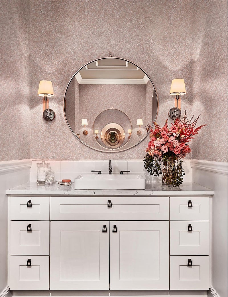 GloryTik Pink Silk Peel and Stick Wallpaper Textured Contact Paper Self Adhesive Removable Thicken Wall Paper for Bedroom Walls Cabinet Decoration Vinyl Rolls 17.3"X118" - Image 2