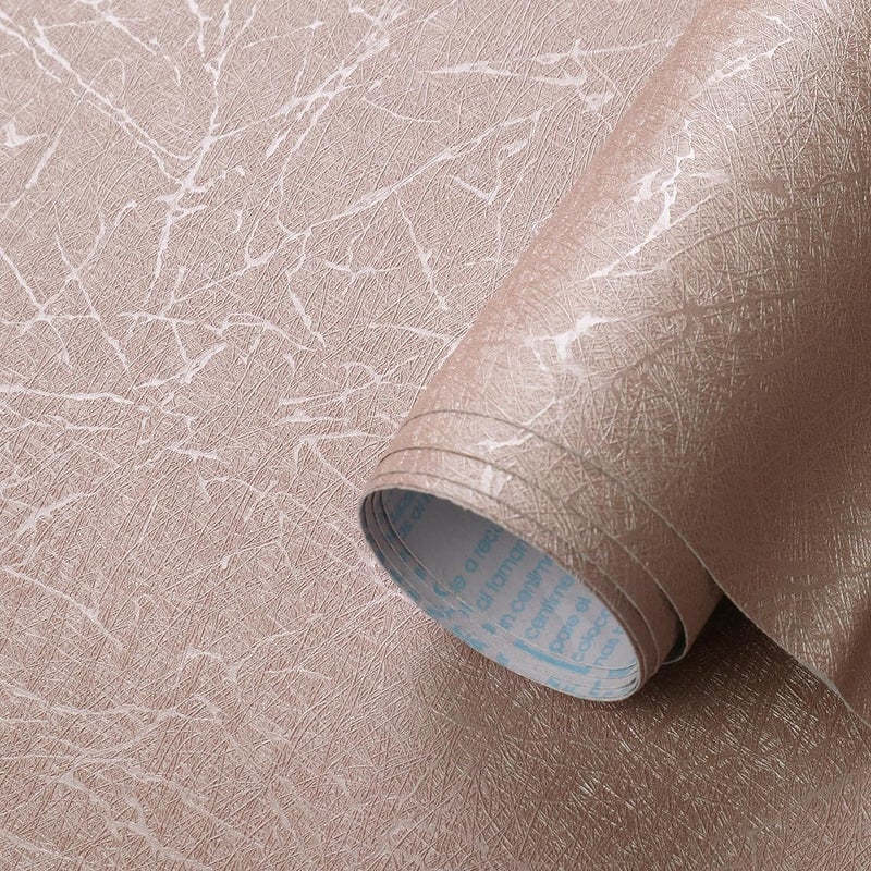 GloryTik Pink Silk Peel and Stick Wallpaper Textured Contact Paper Self Adhesive Removable Thicken Wall Paper for Bedroom Walls Cabinet Decoration Vinyl Rolls 17.3"X118" - Image 1