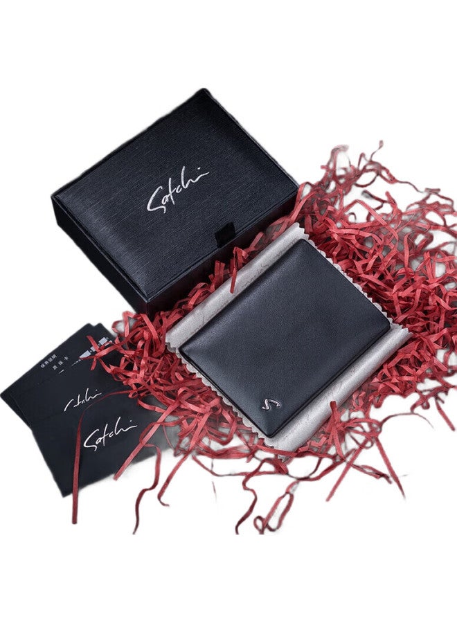 Satchi Men'S Short Wallet, Business Casual Cowhide Vertical Wallet, Gift Box Valentine'S Day Gift Genuine Leather Wallet For Men - Image 1