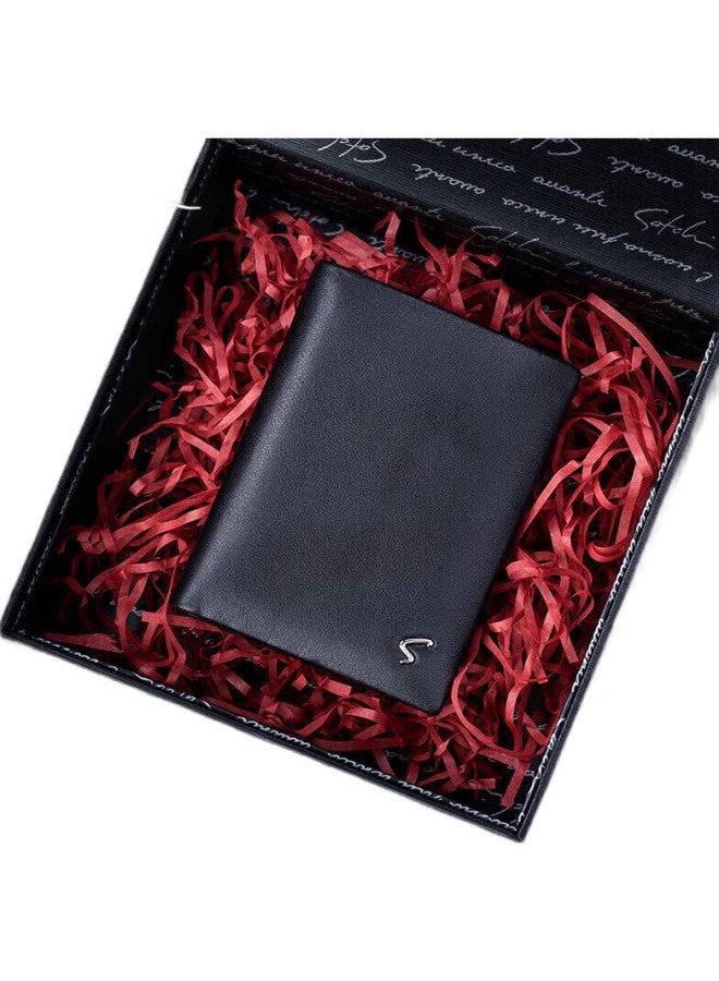 Satchi Men'S Short Wallet, Business Casual Cowhide Vertical Wallet, Gift Box Valentine'S Day Gift Genuine Leather Wallet For Men - Image 2