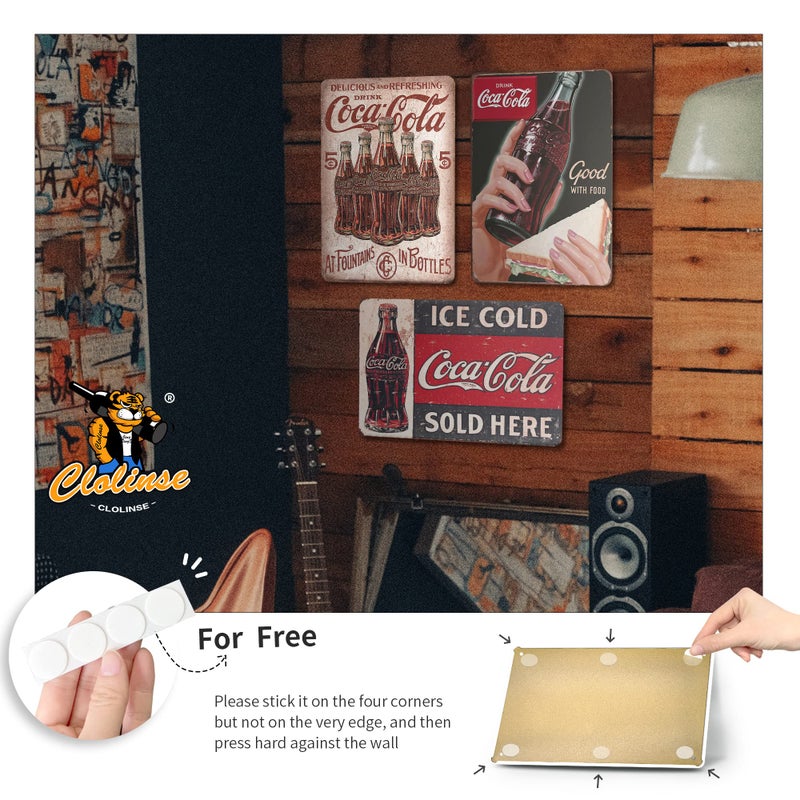 Clolinse Coca Cola Tin Signs | Vintage Metal Decor Bar Cool Things For Man Cave | Coke Retro Funny Stuff Wall Poster Shop Room Kitchen Home House Coffee Garage 8x12 In - Image 4
