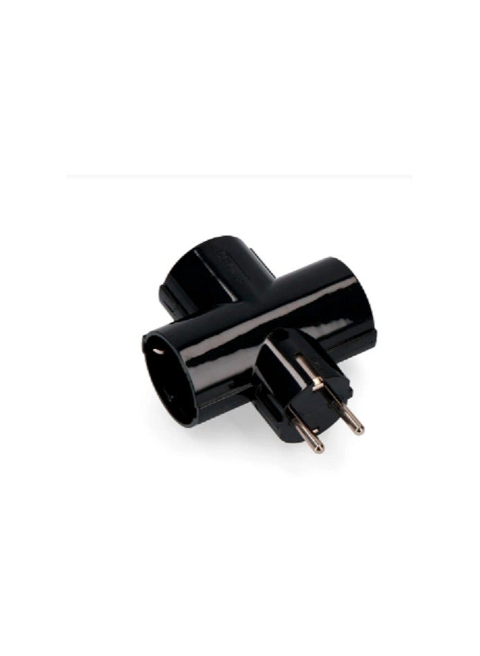 Three-Side Socket Plug 16 Amp - 250 Volts Black 4 Pieces (4)  - Image 2