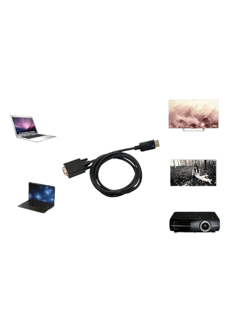 VGA to Display Port DP  Cable Adapter, DP to VGA Connector, 1.8 M, Compatible with PC, Laptop Monitor, TV, Projector - Image 5