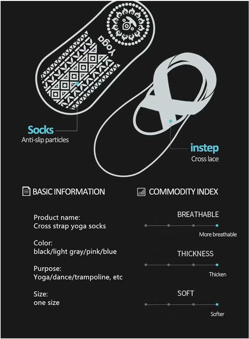 Generic 4 Pairs Yoga Socks for Women Non Slip Grips & Straps, Multicolor Anti-Skid Slipper Socks for Dance, Pilates, Ballet, Barre Barefoot Workout - Image 5