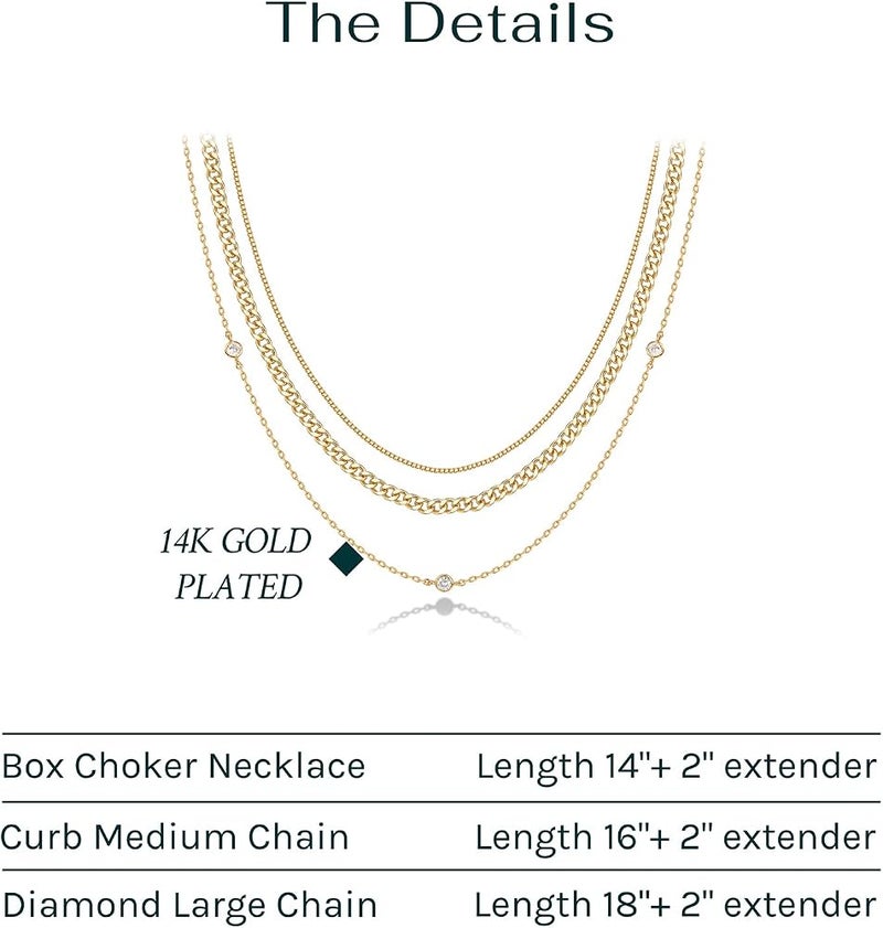 PAVOI 14K Gold Plated Cubic Zirconia Chain Necklace for Women - Image 3