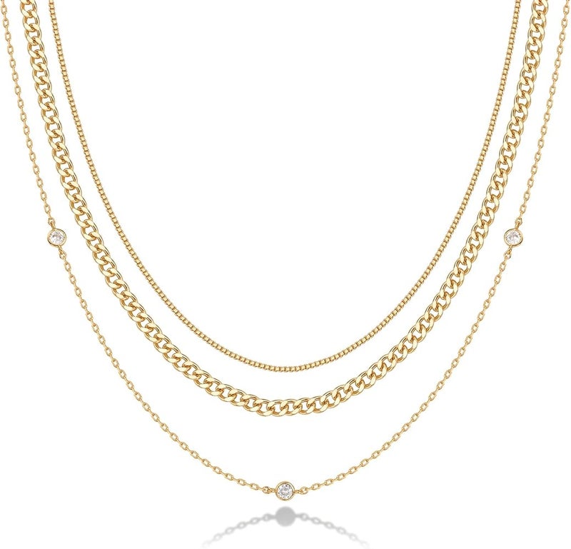 PAVOI 14K Gold Plated Cubic Zirconia Chain Necklace for Women - Image 1