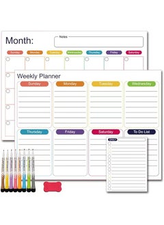 Magnetic Calendar Whiteboard For Fridge Daily Weekly Monthly Planner Whiteboard Set With 8Pcs Markers And Eraser Reusable Dry Erase Board Refrigerator Magnet Message Board Style 1