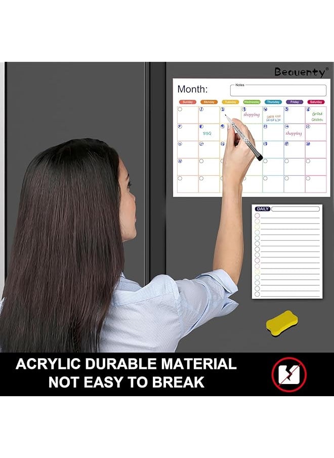 erorex - Magnetic Calendar Whiteboard For Fridge Daily Weekly Monthly Planner Whiteboard Set With 8Pcs Markers And Eraser Reusable Dry Erase Board Refrigerator Magnet Message Board Style 1 - Image 1