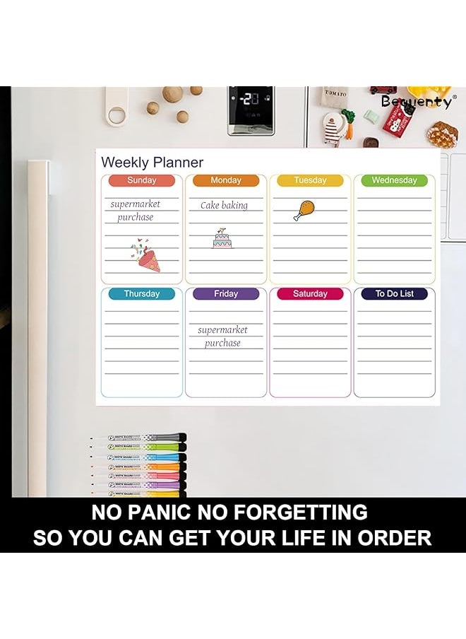 erorex - Magnetic Calendar Whiteboard For Fridge Daily Weekly Monthly Planner Whiteboard Set With 8Pcs Markers And Eraser Reusable Dry Erase Board Refrigerator Magnet Message Board Style 1 - Image 1