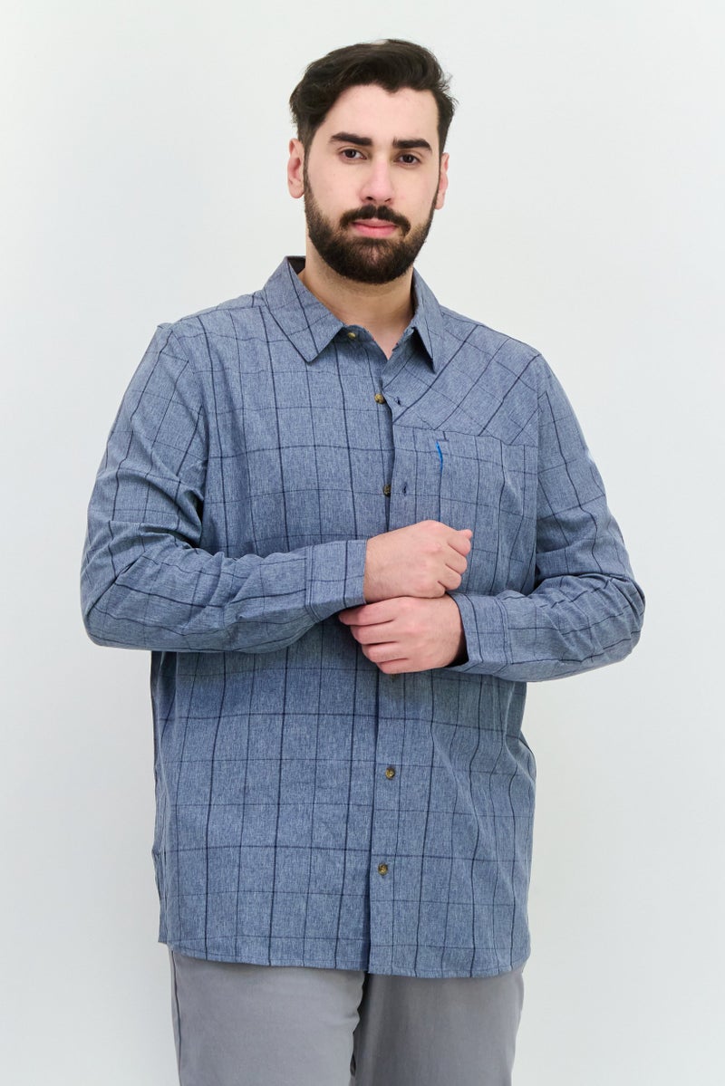Avalanche Men Regular Fit Checkered Long Sleeves Casual Shirt, Slate Blue - Image 1