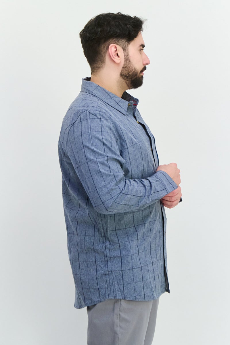 Avalanche Men Regular Fit Checkered Long Sleeves Casual Shirt, Slate Blue - Image 2