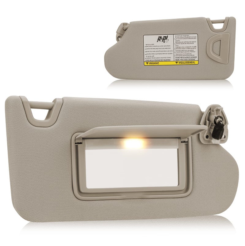 Right Passenger Side Sun Visor with Light Fit for Nissan Altima 2013 2014 2015 2016 2017 2018 Without Sunroof Replaces for 964003TA2A Beige