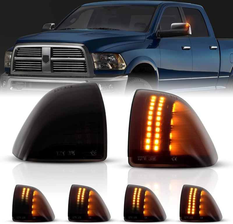 Gempro LED Sequential Side Mirror Turn Signal Light Compatible with 2010-2018 Dodge Ram 1500 2500 3500 4500 5500 Tow Mirror Lamp Replacement for 68302828AA 68302829AA 2PCS Smoked Len - Image 1