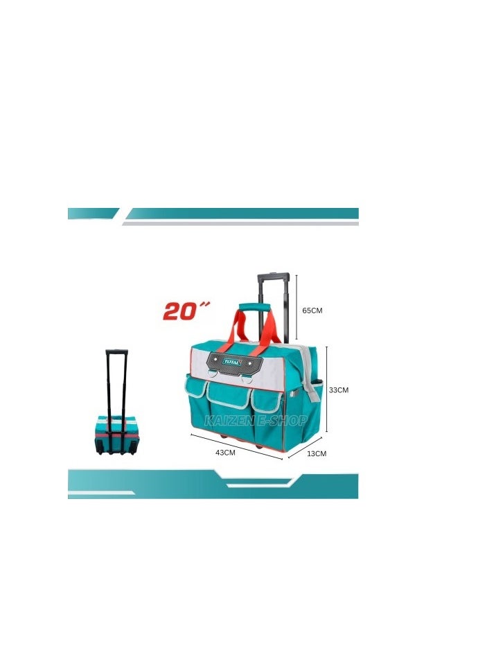 TOTAL Total 20-Inch Rolling Rigid Tool Bag – THRRTB2012 – Heavy-Duty Tool Storage with Telescopic Handle & Wheels, 19 Pockets, Rigid Frame – Ideal for Electricians, Contractors & DIY Use  - Image 5