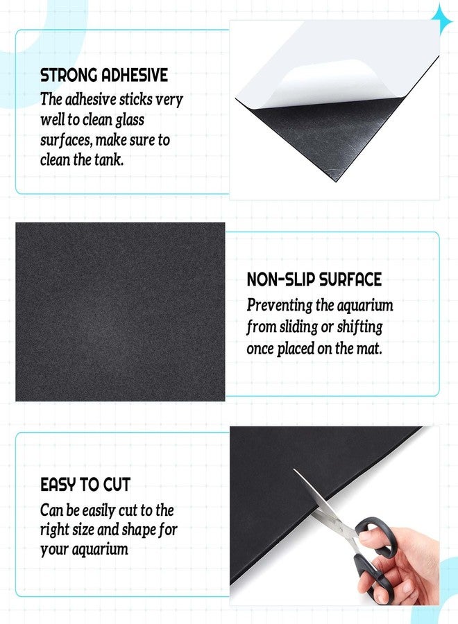 Pangda 1 Pcs 12 x 12 Inch Aquarium Fish Self Leveling Mat for Under Tank 5mm Thick Foam Compressible Neoprene Mat with Adhesive Backing Shockproof Waterproof Easy to Cut Stability, Black - Image 4