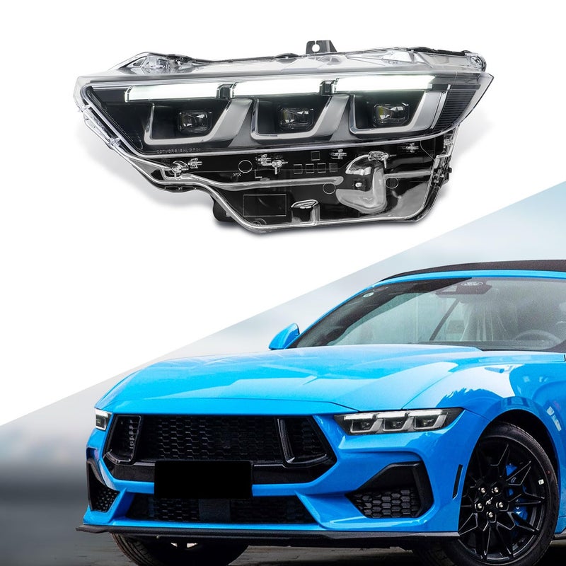 Archaic Headlight Assembly Compatible with Ford Mustang 20242025Chrome Driver Side Headlamp