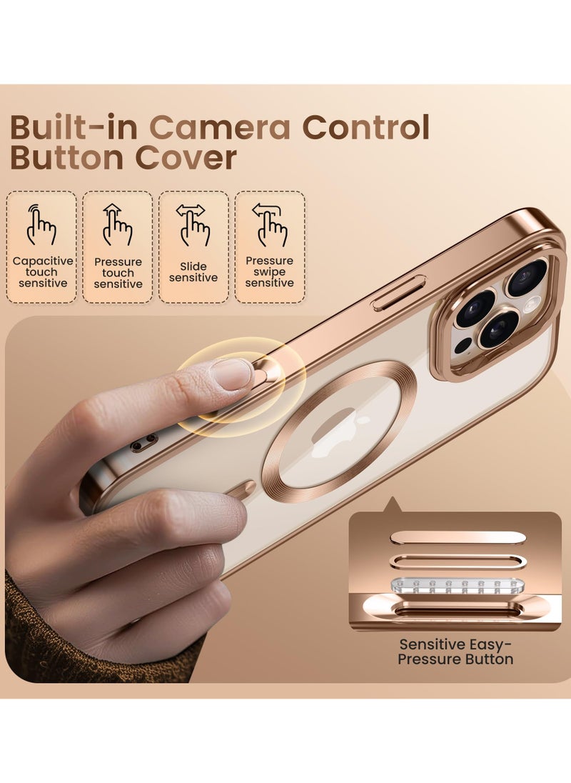 GolbinBox For iPhone 16 Pro Magnetic Phone Case with Holder [Compatible with MagSafe] [Camera Control Capture Button] [16FT Premium Drop Protection] Shockproof Ultra-Thin Phone Case 6.3 Inch Pink  - Image 2