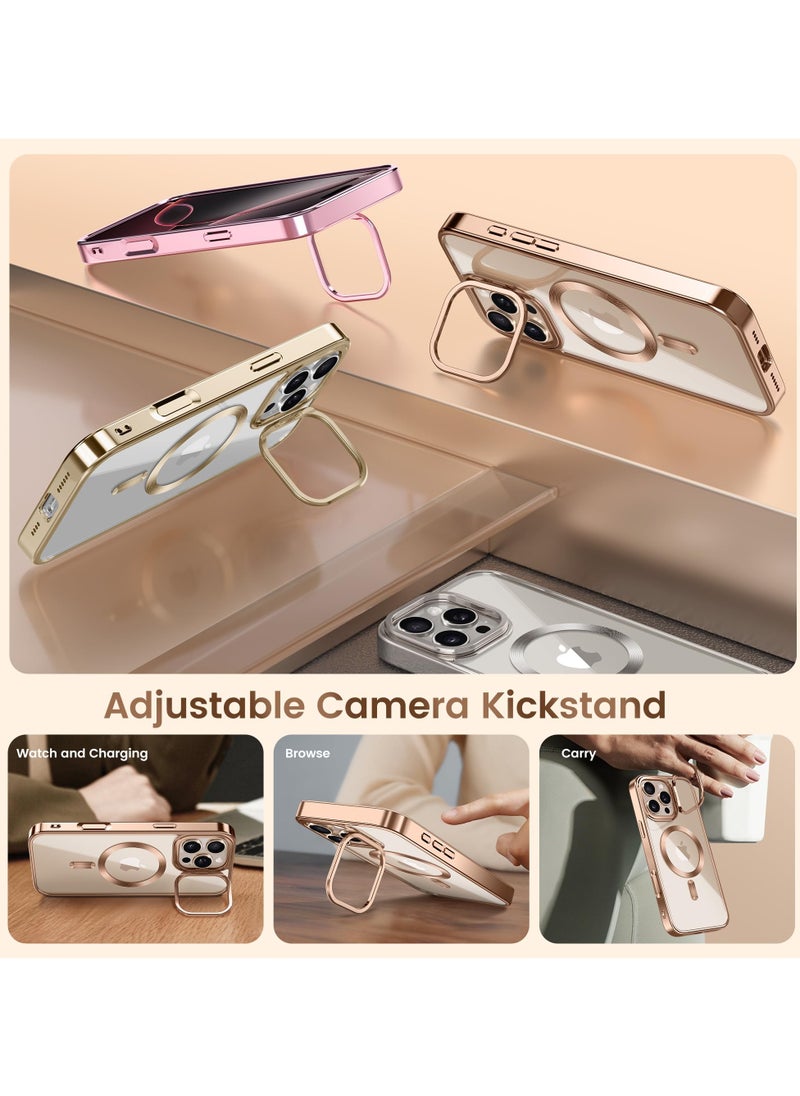 GolbinBox For iPhone 16 Pro Magnetic Phone Case with Holder [Compatible with MagSafe] [Camera Control Capture Button] [16FT Premium Drop Protection] Shockproof Ultra-Thin Phone Case 6.3 Inch Pink  - Image 5