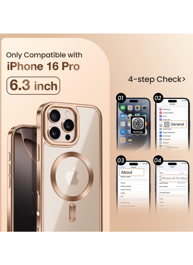 GolbinBox - For iPhone 16 Pro Magnetic Phone Case with Holder [Compatible with MagSafe] [Camera Control Capture Button] [16FT Premium Drop Protection] Shockproof Ultra-Thin Phone Case 6.3 Inch Pink - Image 1