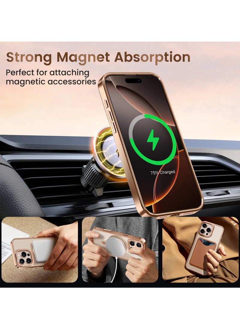 GolbinBox - For iPhone 16 Pro Magnetic Phone Case with Holder [Compatible with MagSafe] [Camera Control Capture Button] [16FT Premium Drop Protection] Shockproof Ultra-Thin Phone Case 6.3 Inch Pink - Image 1