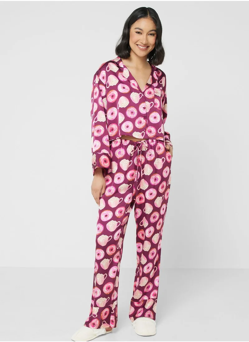 hunkemoller Pocket Detail Printed Shirt