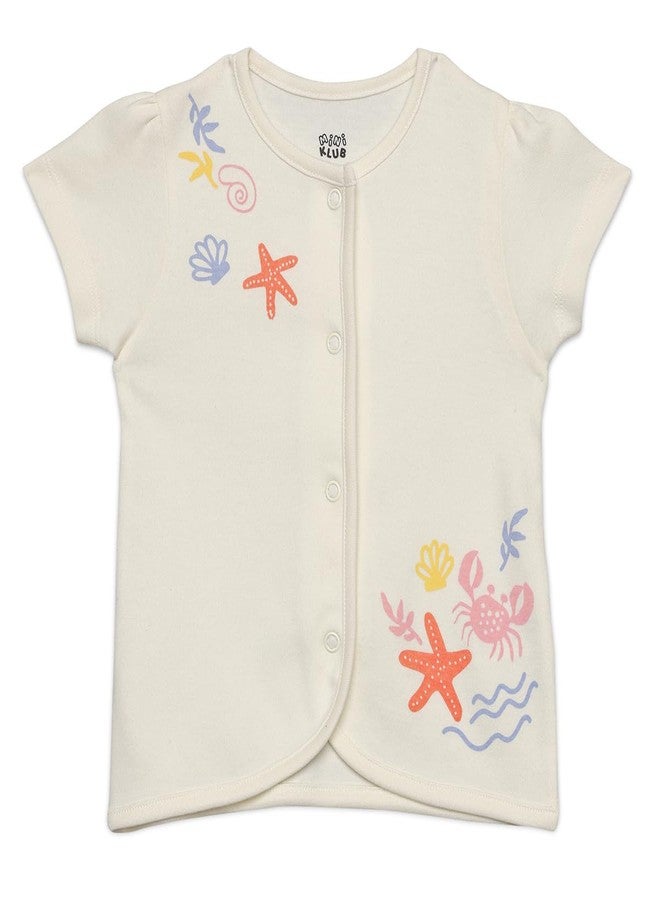 miniklub Cotton Half Sleeves Star Fish Printed Front Open Vests,Pack of 2, Lavender & Blue(3-6M) - Image 3