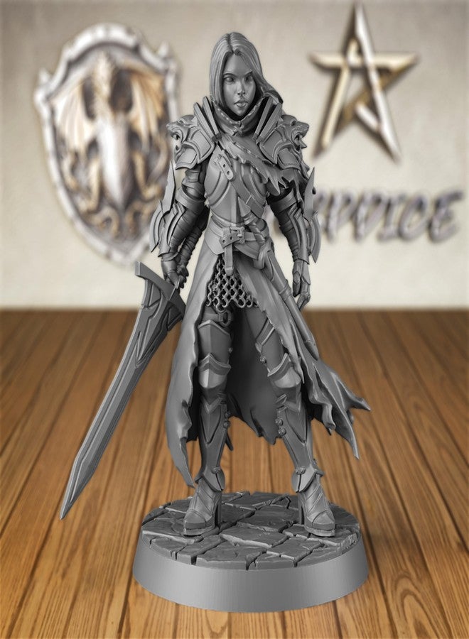 AUSPDICE Fighter 28mm DND Miniature, Lydia The Lioness Paladin for D&D and Board Games Female Figure Ideal for TTRPG Players - Image 1