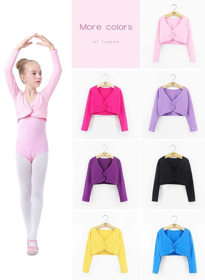 Daydance Black Toddler Girl's Ballet Wrap Tops Cropped V-Neck Dance Shrugs for Leotards, Long Sleeve - Image 4