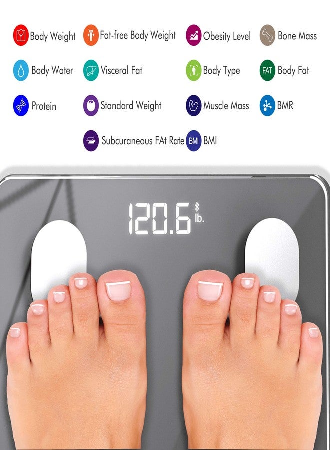 KONQUEST Smart Scale for Body Weight, Digital Bathroom Scale BMI Weighing Bluetooth Body Fat Scale, Body Composition Monitor Health Analyzer with Smartphone App, 400 lbs - Cool Gray - Image 2
