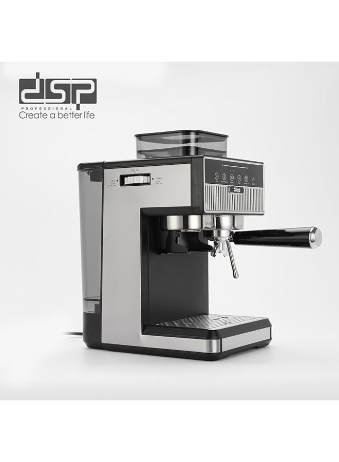 DSP Professional Coffee Machine Stainless Steel Home Use Espresso Coffee Maker 1.7L 20bar Espresso Coffee Maker 1350W with innovative 150g bean Grinding system KA3125 - Image 2