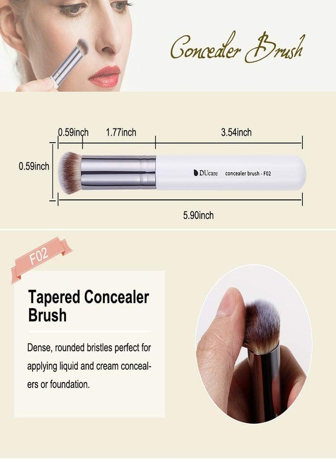 DUcare Makeup Brushes 3Pcs Foundation Contour Bronzer Brush,Concealer Brush,Blusher Powder Brush, Face Kabuki Travel Buffing Stippling Liquid Blending Makeup brush set White - Image 3