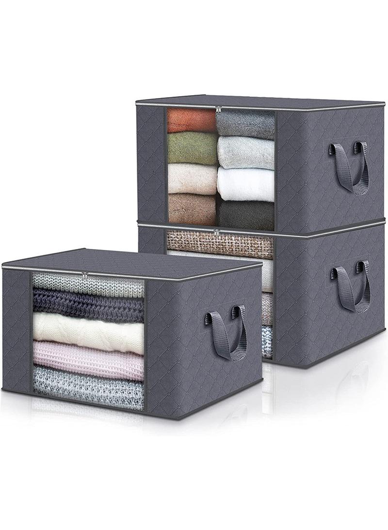 Y&D 5 Packs 60*40cm Wardrobe Storage Bag, Transparent Window Coat Large Capacity Storage Bag, 90L Mobile Household Quilt Storage Bag, For Wardrobe, Home, Bedroom - Image 5