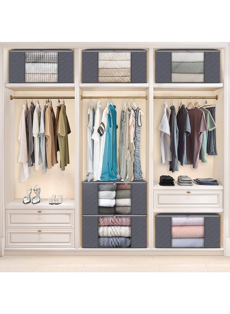 Y&D 5 Packs 60*40cm Wardrobe Storage Bag, Transparent Window Coat Large Capacity Storage Bag, 90L Mobile Household Quilt Storage Bag, For Wardrobe, Home, Bedroom - Image 3