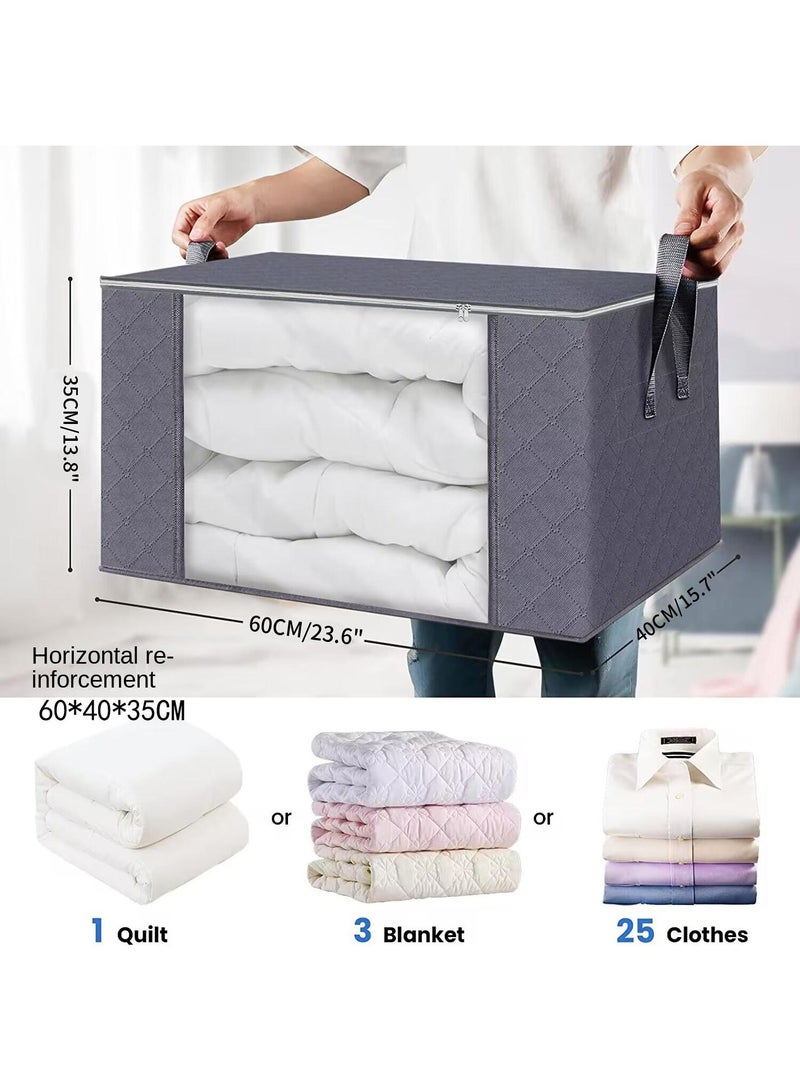 Y&D 5 Packs 60*40cm Wardrobe Storage Bag, Transparent Window Coat Large Capacity Storage Bag, 90L Mobile Household Quilt Storage Bag, For Wardrobe, Home, Bedroom - Image 2