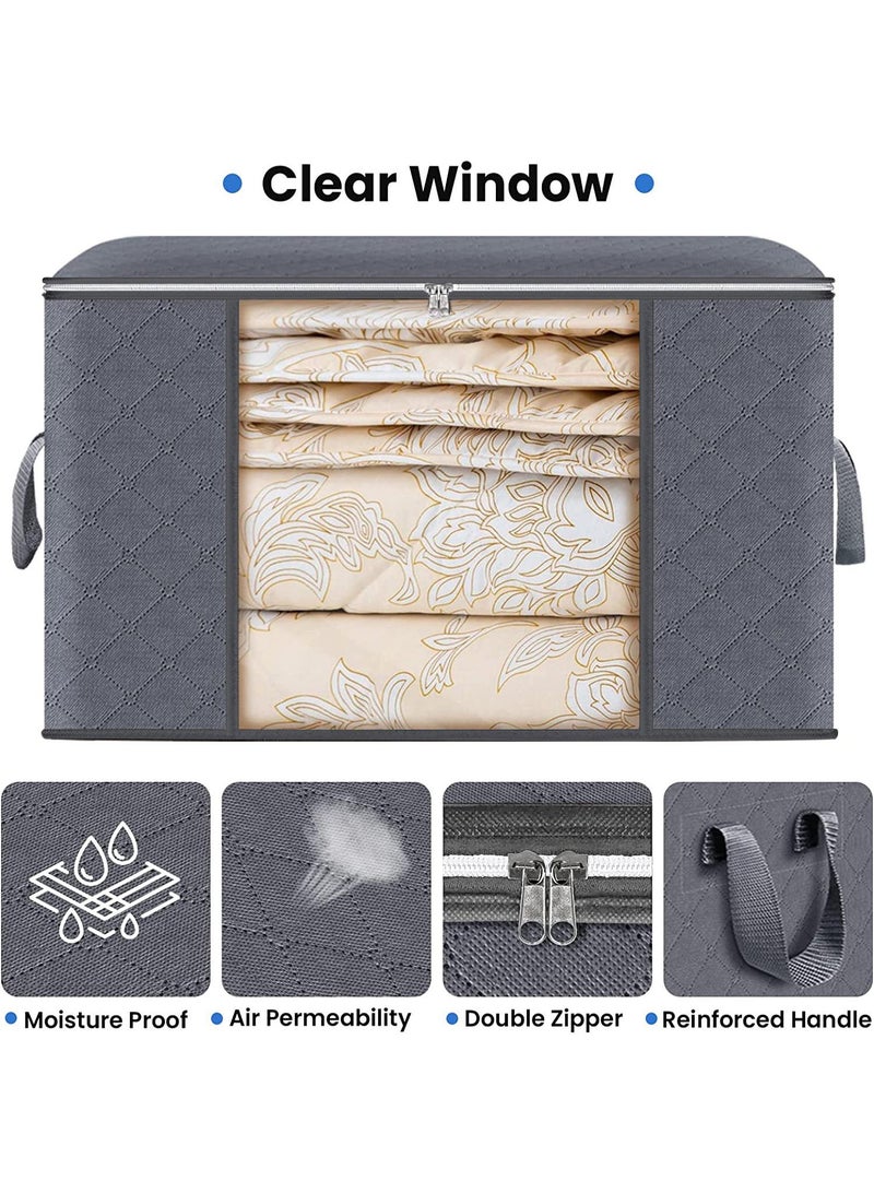 Y&D 5 Packs 60*40cm Wardrobe Storage Bag, Transparent Window Coat Large Capacity Storage Bag, 90L Mobile Household Quilt Storage Bag, For Wardrobe, Home, Bedroom - Image 4