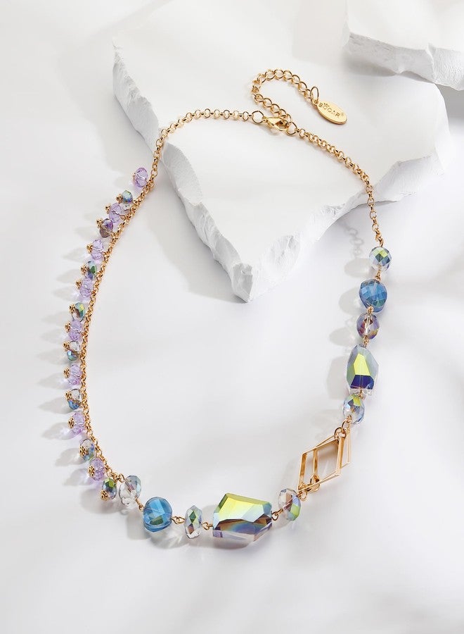 بوكار قلادة بوكار المميزة للنساء، قلادة عصرية مزينة بالخرز الكريستالي للنساء، قلادة أنيقة مصنوعة يدوياً، هدية مجوهرات (NK-10739-أرجواني) - Image 2