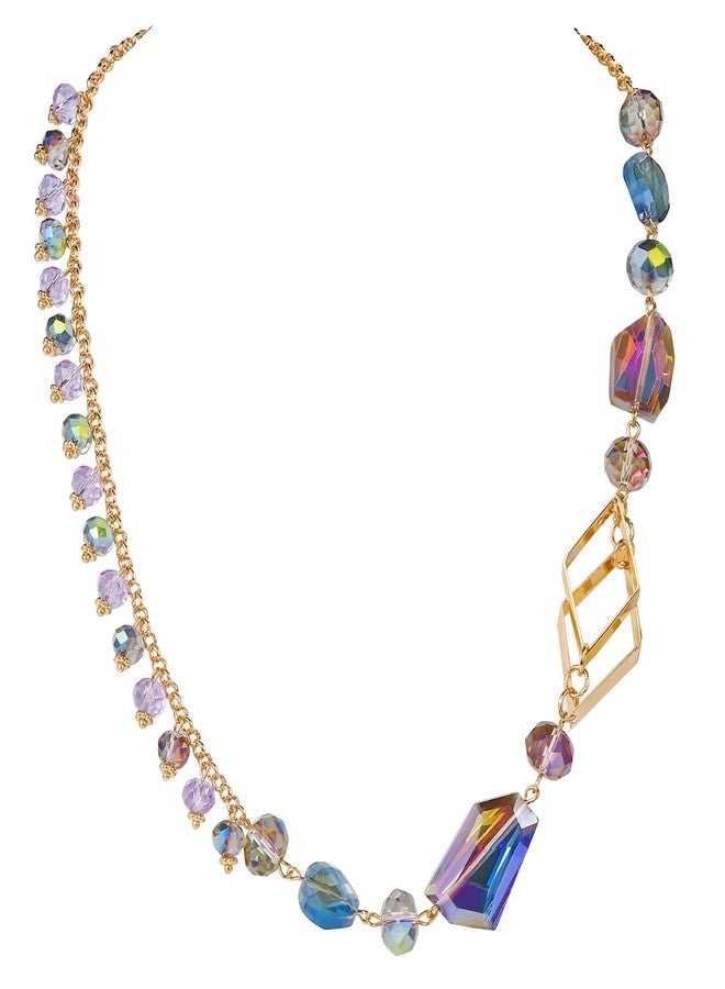 بوكار قلادة بوكار المميزة للنساء، قلادة عصرية مزينة بالخرز الكريستالي للنساء، قلادة أنيقة مصنوعة يدوياً، هدية مجوهرات (NK-10739-أرجواني) - Image 1