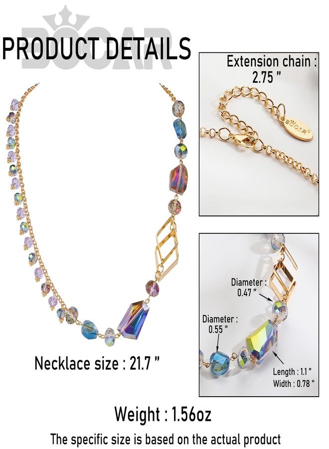 بوكار قلادة بوكار المميزة للنساء، قلادة عصرية مزينة بالخرز الكريستالي للنساء، قلادة أنيقة مصنوعة يدوياً، هدية مجوهرات (NK-10739-أرجواني) - Image 5