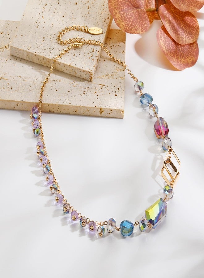 بوكار قلادة بوكار المميزة للنساء، قلادة عصرية مزينة بالخرز الكريستالي للنساء، قلادة أنيقة مصنوعة يدوياً، هدية مجوهرات (NK-10739-أرجواني) - Image 3